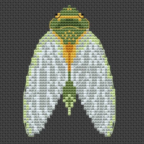 Cicada cross stitch chart by Mamie Designs for Caronie.